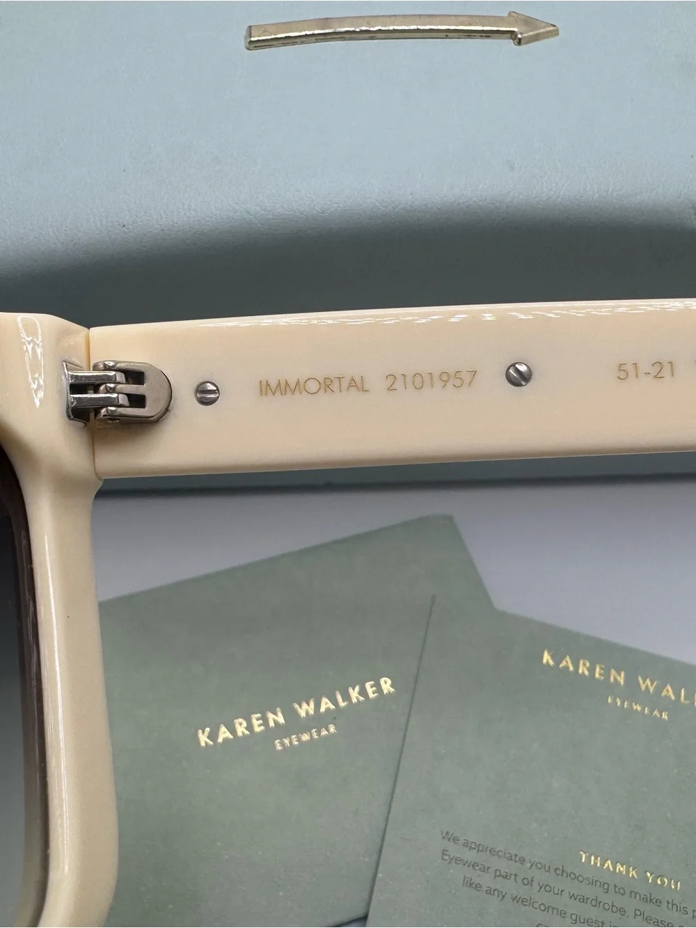 Karen Walker Cream Cat-Eye Sunglasses with Gray Gradient Lenses
